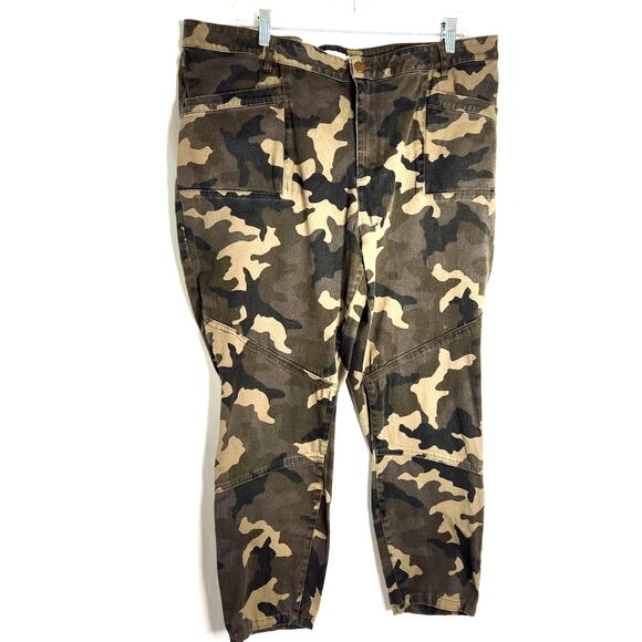JUSTFAB Pants Plus Size 20W Camouflage Green 2 Pockets Retro Grunge Y2K 90s - Picture 1 of 14